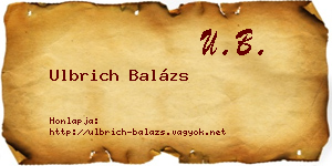 Ulbrich Balázs névjegykártya